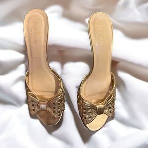 Kate Spade Gold Leather Slides